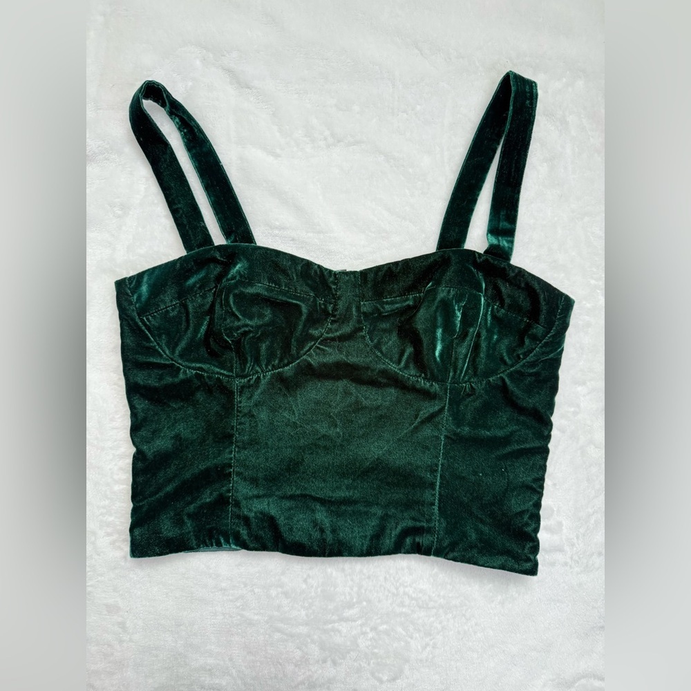 Aqua Velvet Dark Green Crop Top - Picture 3 of 7